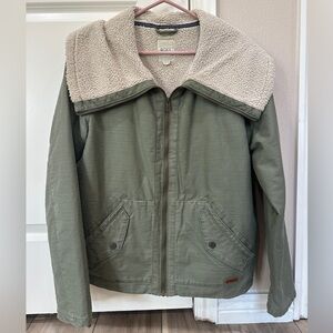 Green Roxy Sherpa Lined Jacket